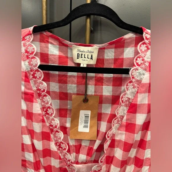 Frankie’s Bikinis x BELLA HADID Farm Gingham Mini Dress Womens Size L - NWT - Picture 4 of 5